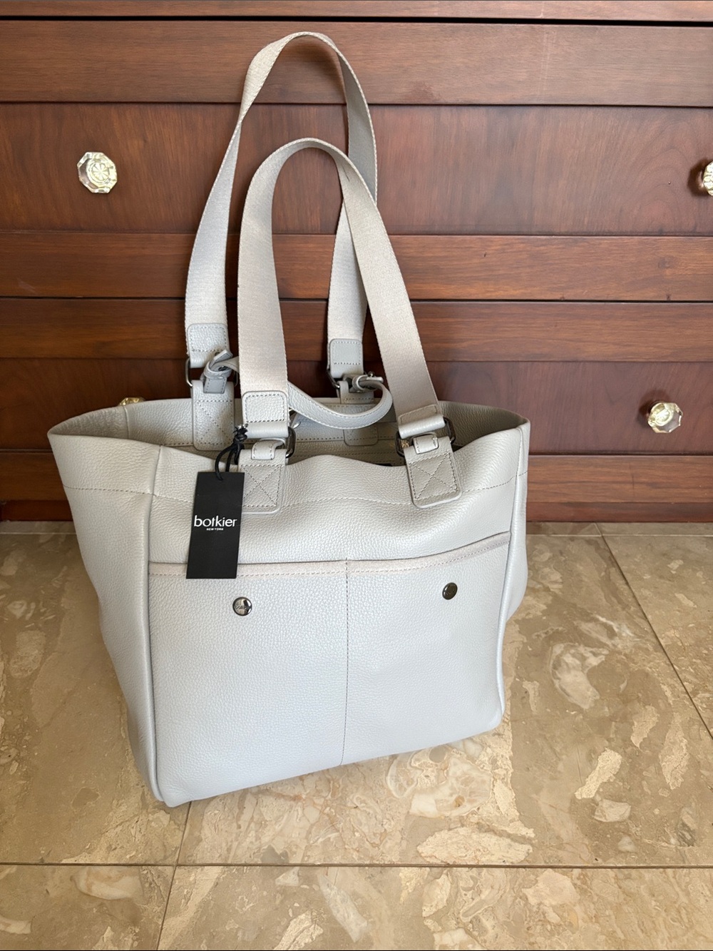 Botkier light  Grey Pebbled Leather Tote with dual handles NWT but w flaw